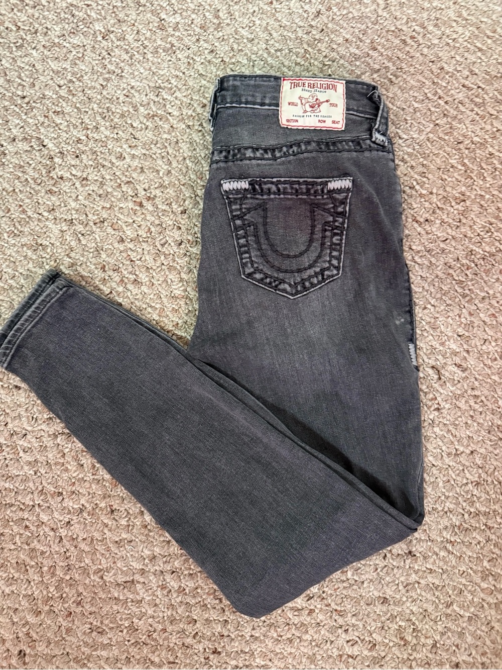 True Religion Women's Charcoal Black Skinny Jeans; Size 28